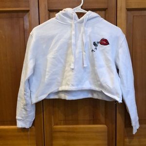 Cotton On Cropped White Hoodie Size XS